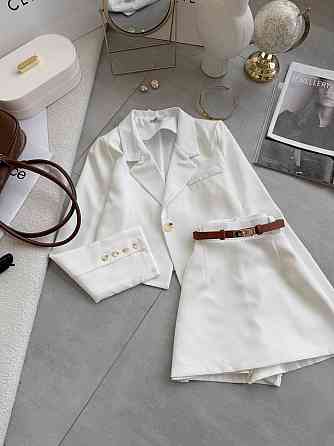 Женский базовый костюм двойка: пиджак + юбка+шорты костюмка Одесса