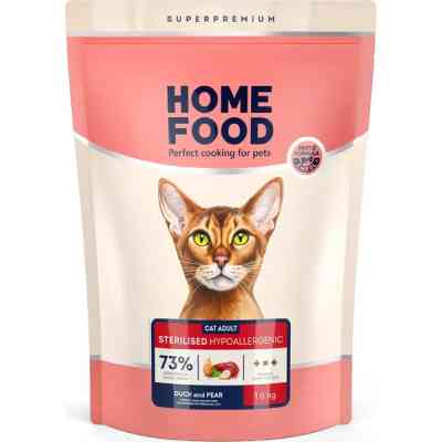 Сухий корм для кішок Home Food Grain-free hypoallergenic Suitable for exotic breeds з качкою та грушею 1.6 кг (4820235020231) Вінниця