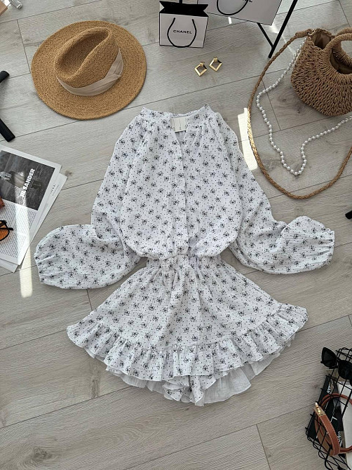 Женское легкое платье-комбинезон с принтом натуральный муслин 42/44, Белый 3 Одесса - изображение 9