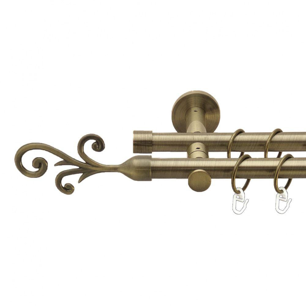 Карниз Orvit Фала металевий дворядний реверсивний гладка труба кільце металеве Антик 19\19 мм 300 см Львов - изображение 1