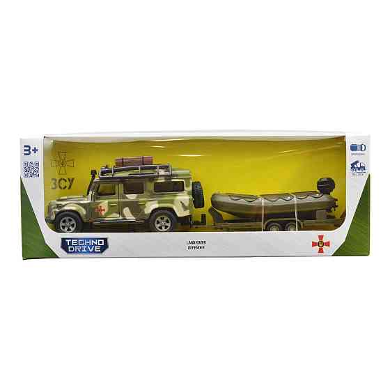 Ігровий набір – Land Rover Defender Mілітарі (з човном) Дніпро