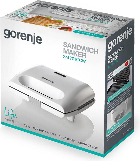 Бутербродниця Gorenje SM701GCW Білий Харьков - изображение 5