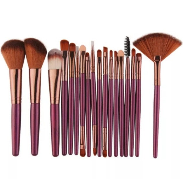 Набор кистей для макияжа 17 штук, фиолетовые, искусственный ворс Киев - изображение 1