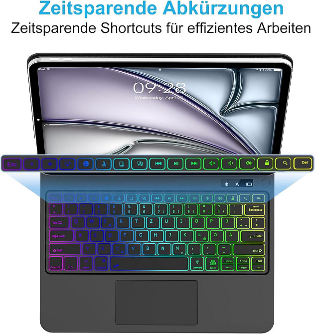 Клавиатура SENGBIRCH Magic Keyboard для iPad Air 13 M3/M2, Черная, QWERTZ, подсветка, мультитачпад, чехол Киев - изображение 6