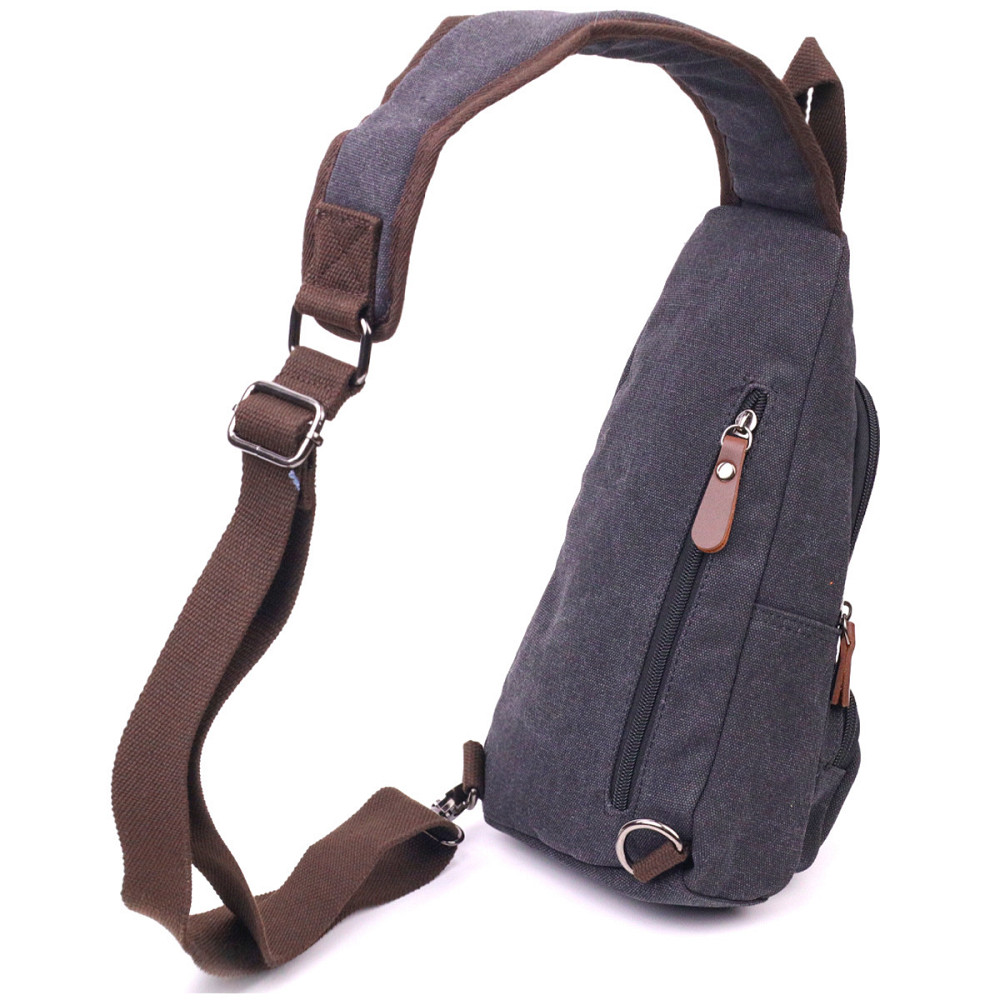 Чоловіча сумка через плече з кабелем USB текстильна 21221 Vintage Чорна Київ - фото 8