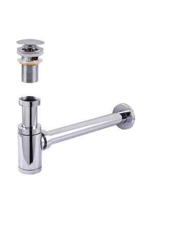 Сифон металевий з донним клапаном з переливом Globus Lux GS-32-105-03A Киев