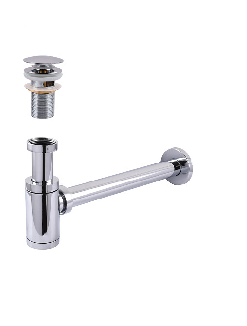 Сифон металевий з донним клапаном з переливом Globus Lux GS-32-105-03A Тернопіль - фото 1