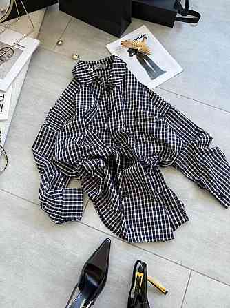 Женская оверсайз рубашка в мелкую клетку костюмный тиар Одесса