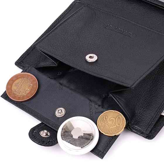 Чоловічий шкіряний гаманець з блоком для документів, чорний (ST Leather) Київ