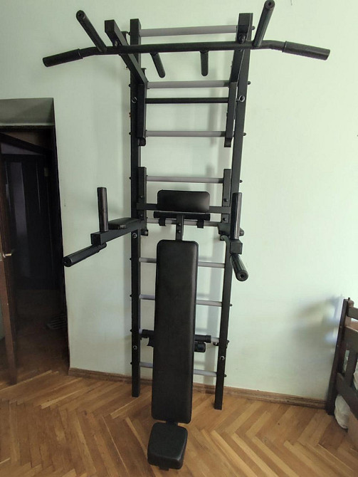 Шведская стенка железная для детей и взрослых Atlant-Black черная домашняя спортивная для всей семьи Каменское - изображение 1