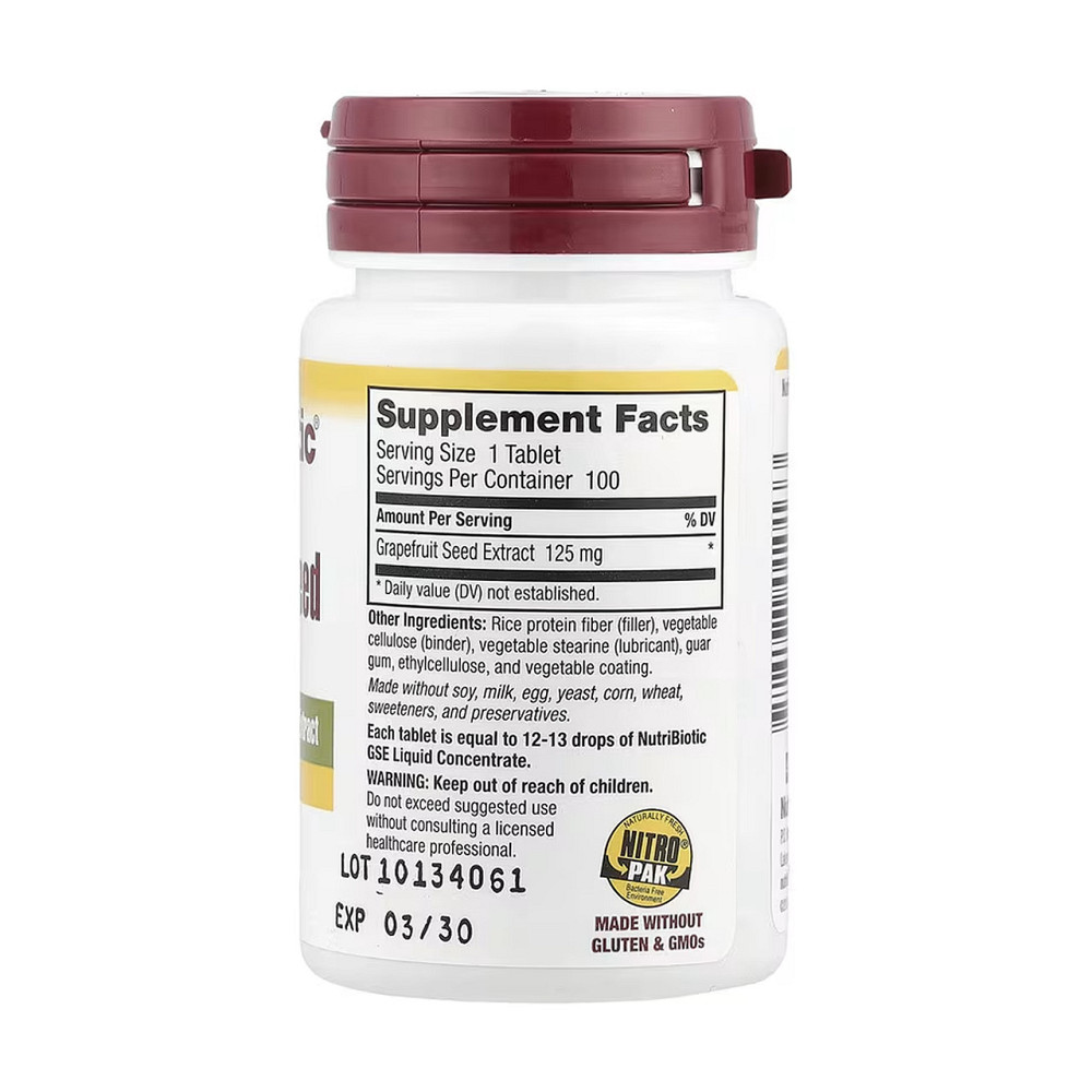 Экстракт косточек грейпфрута Nutribiotic Grapefruit Seed Extract 125mg 100 таб Киев - изображение 2
