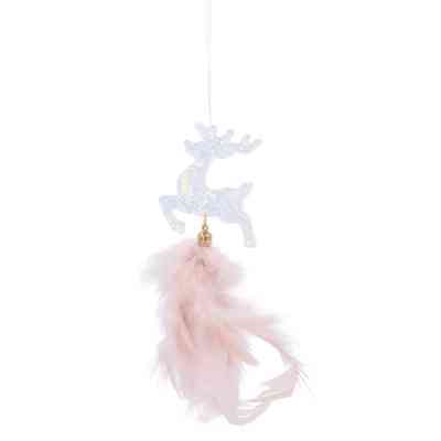 Елочная игрушка Chomik Олень, Дзвіночок, Сніжинка" з пір'ям 22 см, 3 шт, шампань (5900779855861) Вінниця