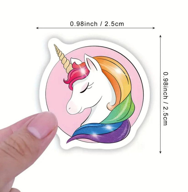 Наклейки «Единороги» в рулоне, 500 шт | 10 дизайнов, Ø 2.5 см, самоклеящиеся стикеры Киев - изображение 4