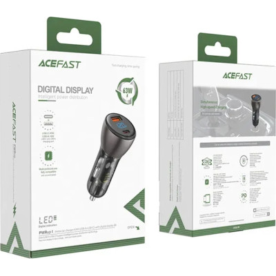 Зарядное устройство Acefast 2xUSB 63W (USB-C + USB-A) B6 with digital display (6974316280972) Винница - изображение 5