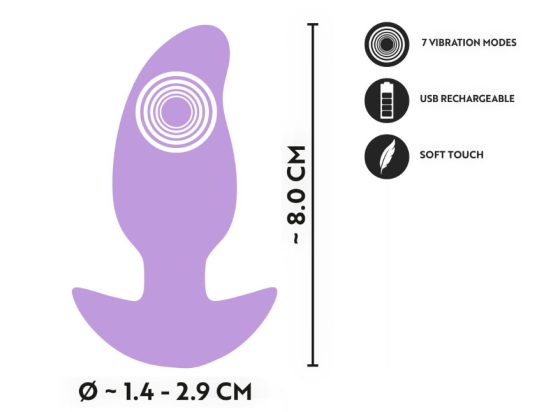 Анальна пробка з вібрацією Vibrating Mini Butt Plug Purple Sex Aura Київ