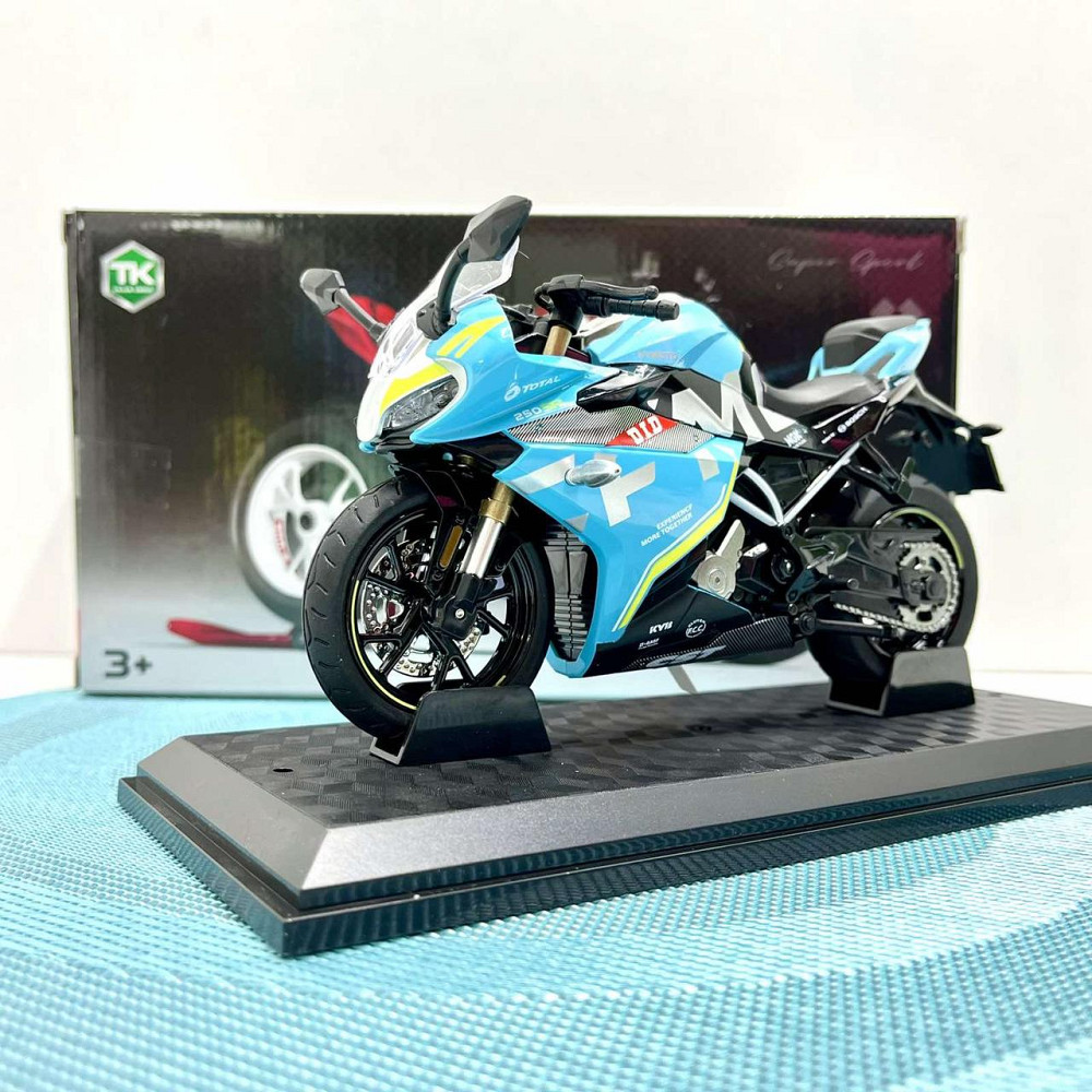 Мотоцикл металопластиковий звуки підсвічування гумові шини рухомі елементи 1:12 Блакитний (BG 36-480) Чернігів - фото 4