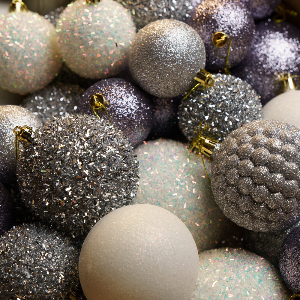 Набор новогодних игрушек на елку «Блеск» 40 шт Серебряный елочные игрушки шарики украшения для елки Киев - изображение 3
