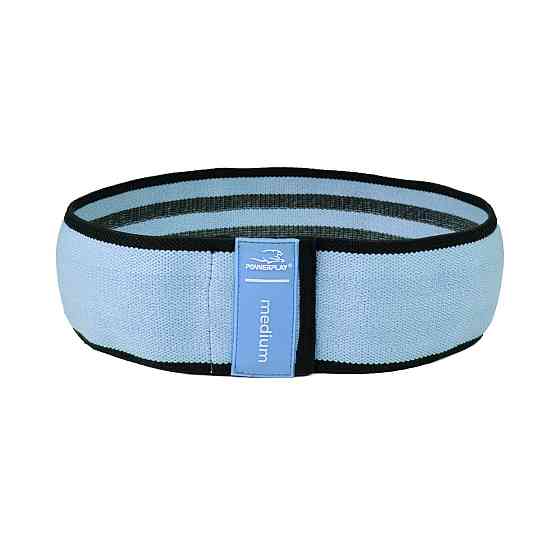 Тканева гумка для фітнесу та спорту PowerPlay 4111 Hip Band M Medium Блакитна (d_76cm) Каменское