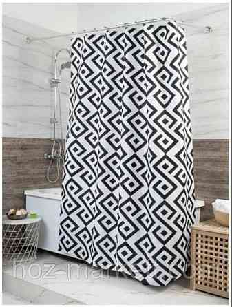 Штора для ванной тканевая Миранда Antep 180 х 200 см черно - белая Харьков