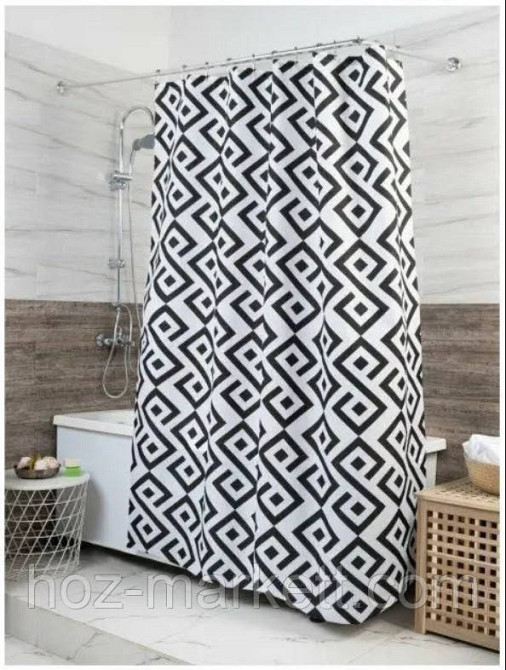 Штора для ванної тканинна Міранда Antep 180 х 200 см чорно-біла Харків - фото 1