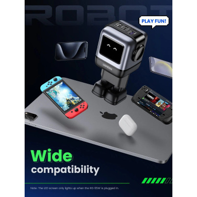 Зарядний пристрій Ugreen 1xUSB + 2xUSB-C 65W GaN CD361 gray (25685B) Вінниця - фото 8