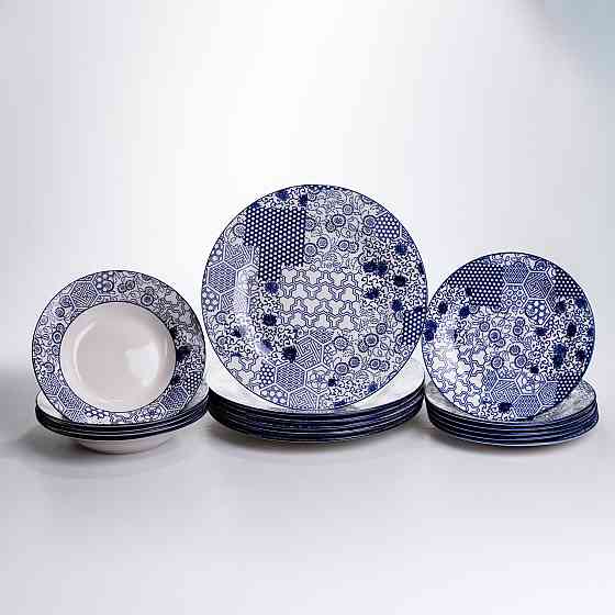 Столовий сервіз на 6 персон 18 предметів порцеляновий HP-HK-A5 Синій Коломия