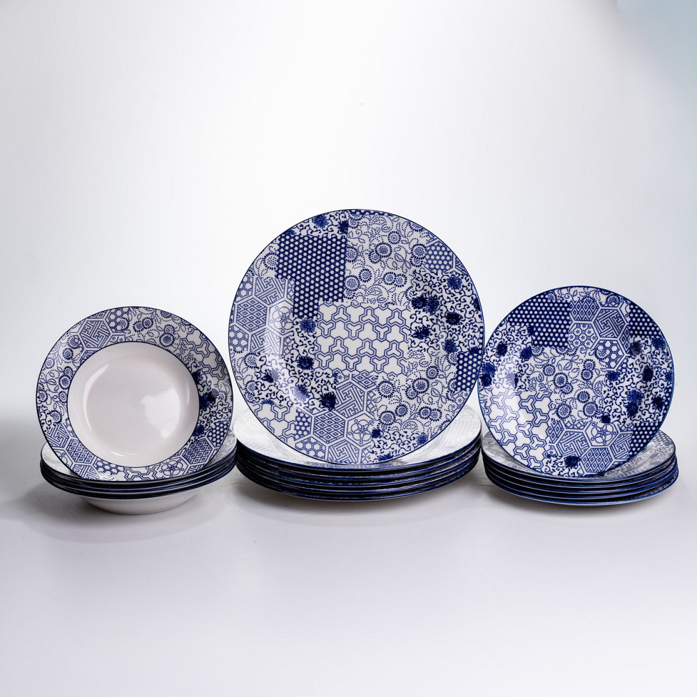 Столовий сервіз на 6 персон 18 предметів порцеляновий HP-HK-A5 Синій Коломия - фото 1