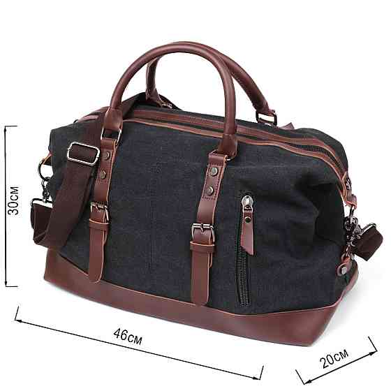 Дорожня сумка текстильна Чорна (Vintage) Київ