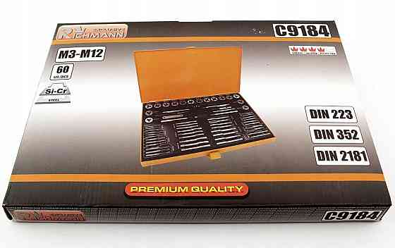 Набір мітчиків і плашок дрібні кроки 60 шт М3-М12 Richmann C9184 Коломыя