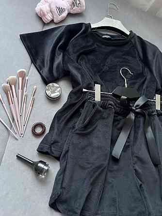 Жіночий стильний приємний костюм піжама велюр спорт Чорний, 46/48 Одеса