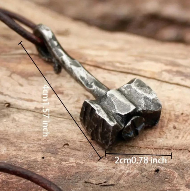 Чоловічий кулон підвіска в скандинавсьому стилі " Молот Тора Мйольнір" на шнурку 4*2 см. Київ - фото 2