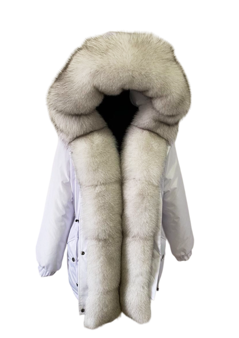 Парка зимняя женская с мехом песца Белый 60 75см Харьков - изображение 3