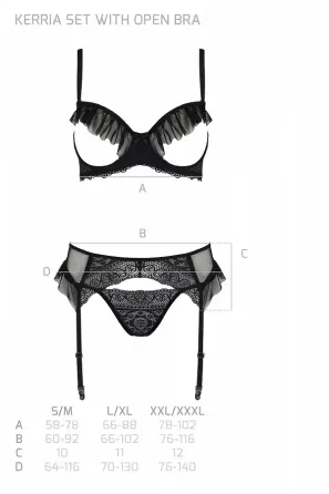 Комплект Passion KERRIA SET WITH OPEN BRA black L/XL - ECO Passion Львів