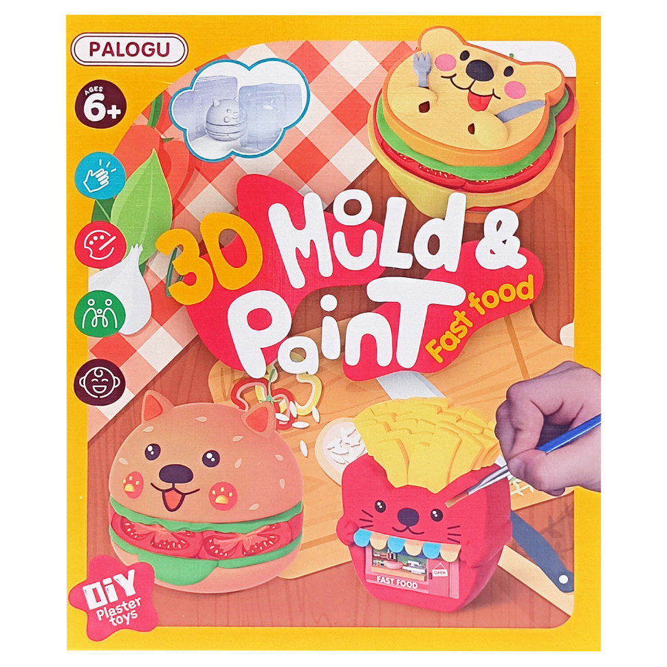 Набір для творчості Гіпсова розмальовка "Fast Food" S138-33(Fast food) гіпс, форми, фарби Вінниця - фото 1