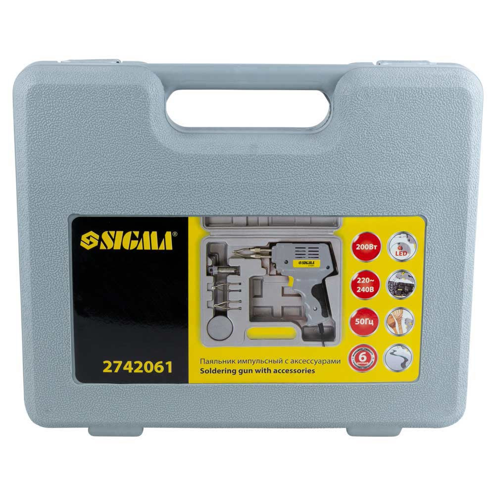 Sigma Паяльник импульсный 200Вт + аксессуары 5шт кейс SIGMA (2742061) Коломия - фото 5