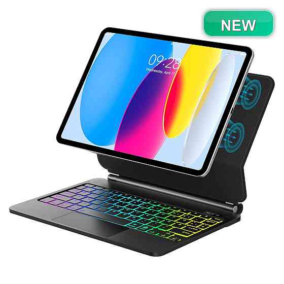 Клавіатура чохол-клавіатура для iPad 10 10.9 і A16 11 Bluetooth трекпад підсвітка RGB магнітна підставка QWERTZ чорна Київ