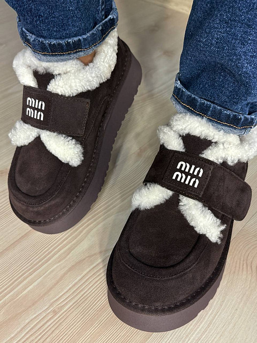 Ботинки женские Hengji 720-6 угги замшевые на меху с липучкой коричневые, 37, 23,5 см Киев - изображение 1