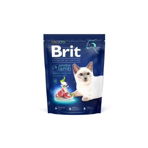 Корм сухий Brit Premium by Nature Cat Sensitive для котів із чутливим травленням з ягням 300 г Київ - фото 1