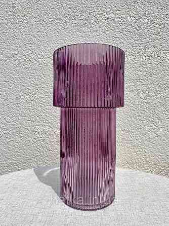 Ваза скляна 14,5*14,5*30 см "Тафт" рожеве товсте скло Київ