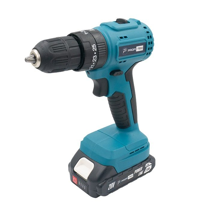 Мощный аккумуляторный шуруповерт PROFI-TEC PCD3520BL POWERLine: с АКБ 2шт-20V 2.0 Ah, 28 Нм, набор головок Киев - изображение 2