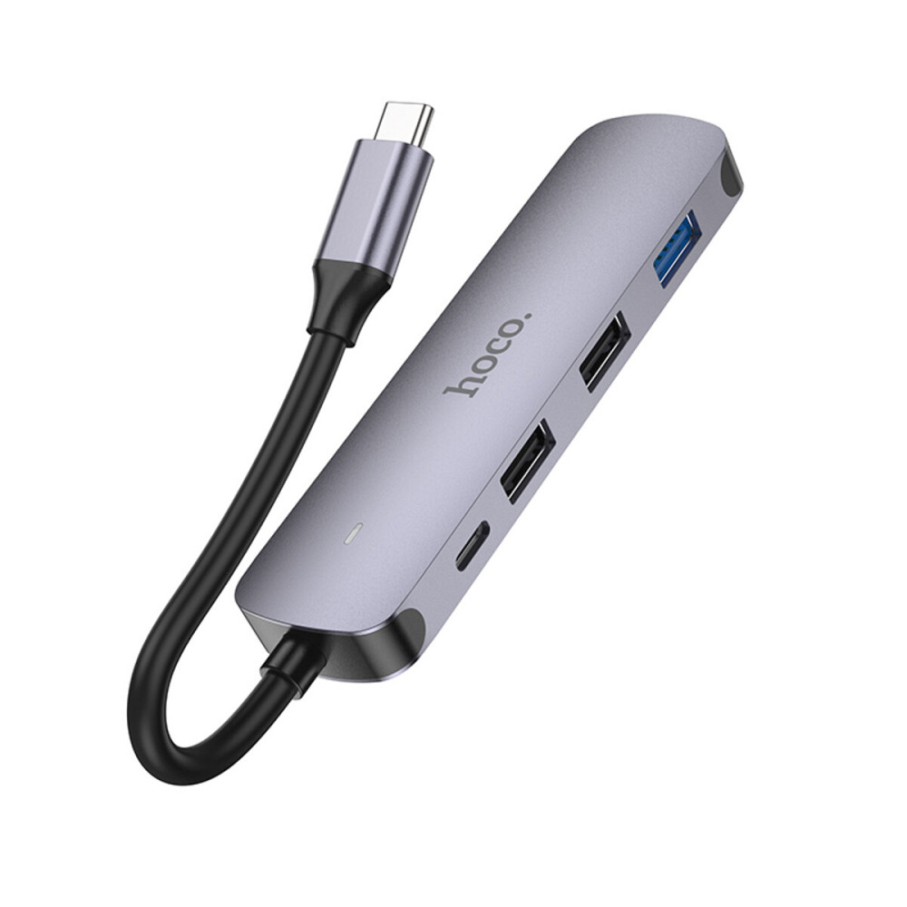 Кабель-перехiдник HOCO HB27 Type-C multi-function converter(HDTV+USB3.0+USB2.0*2+PD) Metal Gray Київ - фото 2