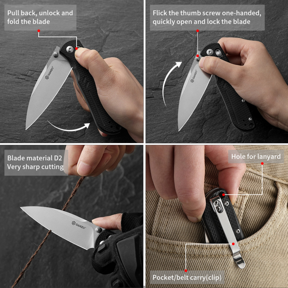 Ніж складаний Ganzo G771-BK чорний Киев - изображение 5