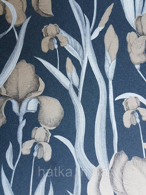 Шпалери флізелінові Decoprint Elisir EL21024 квіти коричневі листя сірі на чорному тлі Київ - фото 3