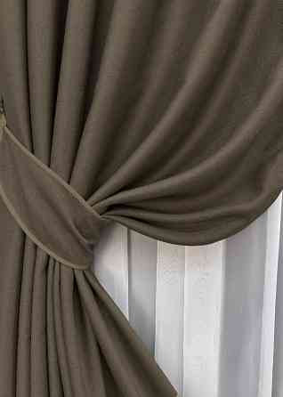 Комплект готових штор VR-Textil Шеніл однотонний № 1591ш Кавовий 150х270 см 2 шт (33-0556) Київ
