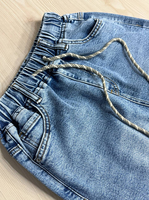 Спідниця жіноча джинсова ZJY 67510 - 68016 з розрізами резинка на талії великі розміри блакитна, блакитний, З2, 32, 86 см, 106 см Київ - фото 4