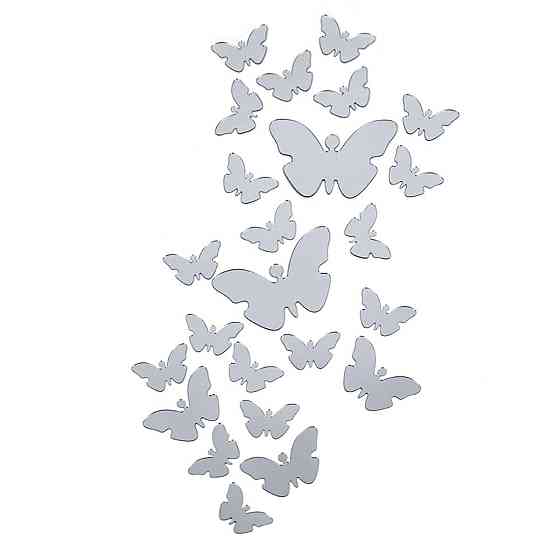 Зеркальный декор акриловый самоклеющийся Бабочки серебро,25шт (D) SW-00002521 Днепр