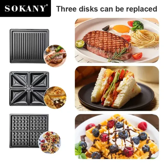 Сендвічниця 3 в 1 SK-BBQ-852 1400 Вт з антипригарним покриттям, вертикальним зберіганням та індикатором Одеса