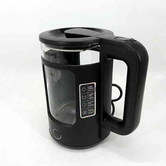 Електрочайник Rainberg RB-2220 скляний дисковий прозорий. Чайник із підсвічуванням 2200W. Колір: чорний NH-48 Львів