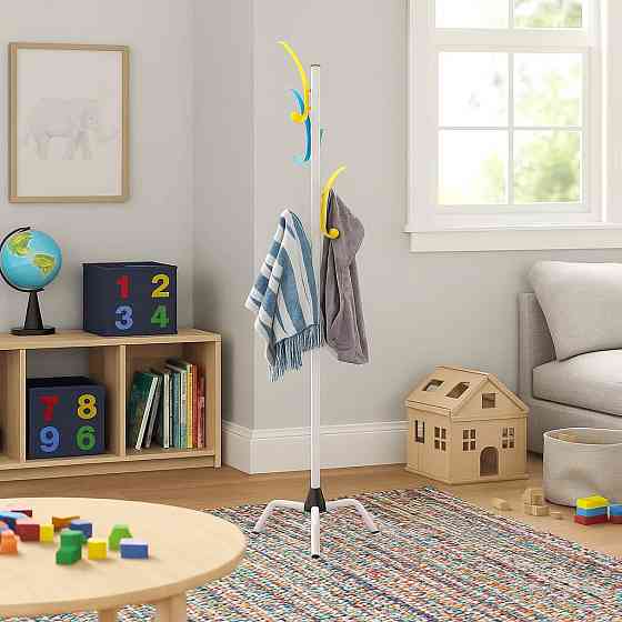 Вешалка стойка для верхней одежды вешалка напольная металлическая на ножках размер 174х40х40 см цвет белый Каменец-Подольский