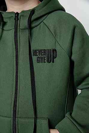 Спортивный костюм,  для мальчика, 100% хлопок, начес, трехнитка  хаки, топ Крохатушка одяг Киев